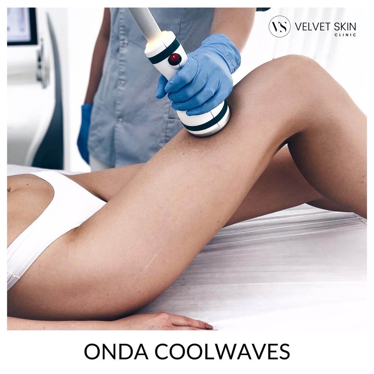 Onda Coolwaves — body-contouring treatment on the thigh, cellulite reduction, Velvet Skin Clinic Warszawa